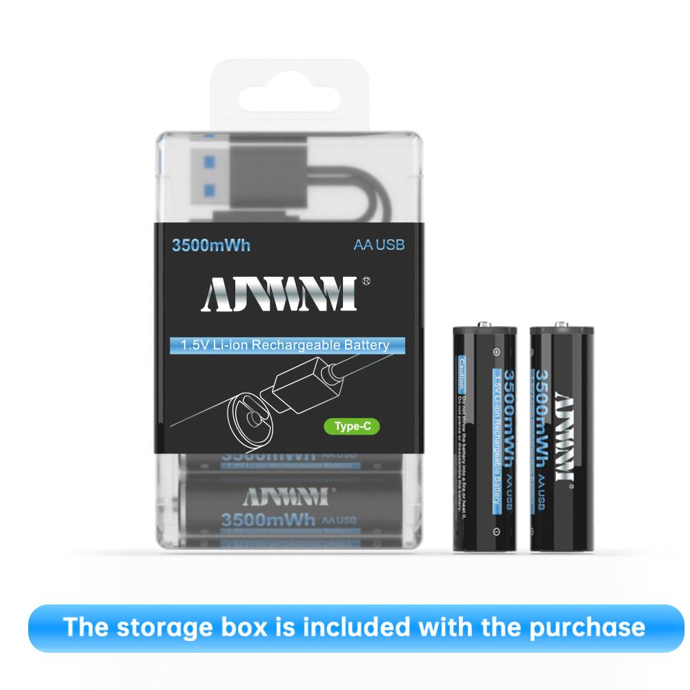 AJNWNM New 1.5V AA Li-ion Battery 3500mwh Li-Polymer USB Rechargeable Lithium USB Battery AA with USB Charging Function