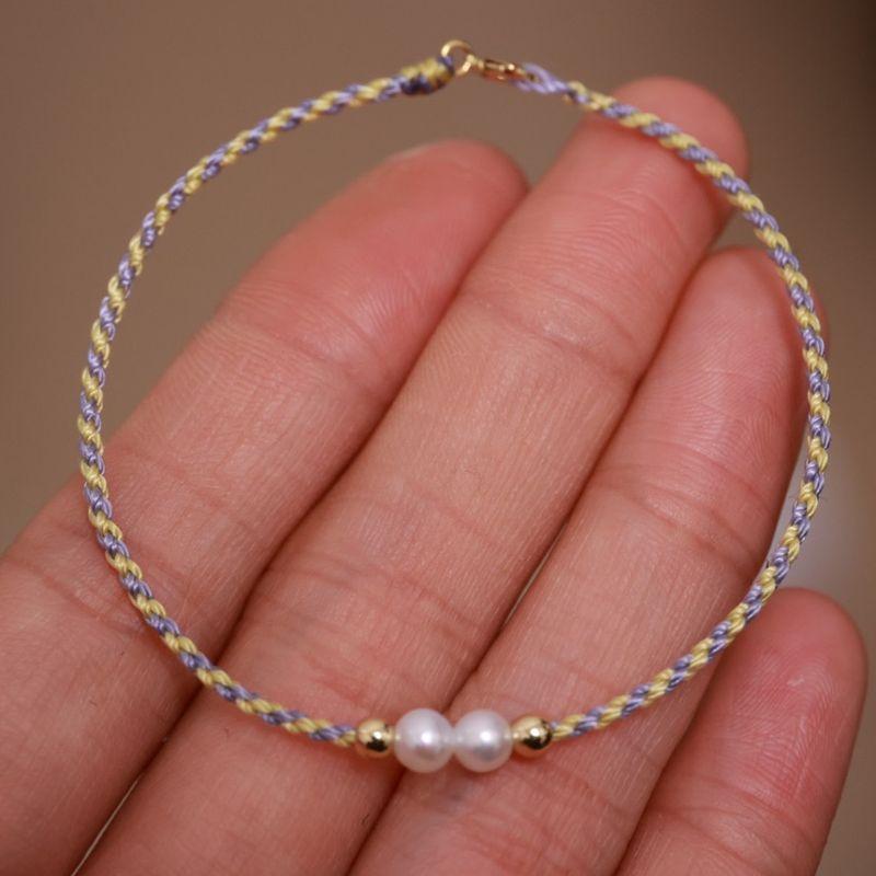 

Набор цепочек Бусины Нанизывание Сделай сам Ремешок для переноски Жемчуг Позолоченные бусины 14К Браслет Полуфабрикат Плетеный шнур Очень тонкий браслет на ногу D13/69# Purple Yellow