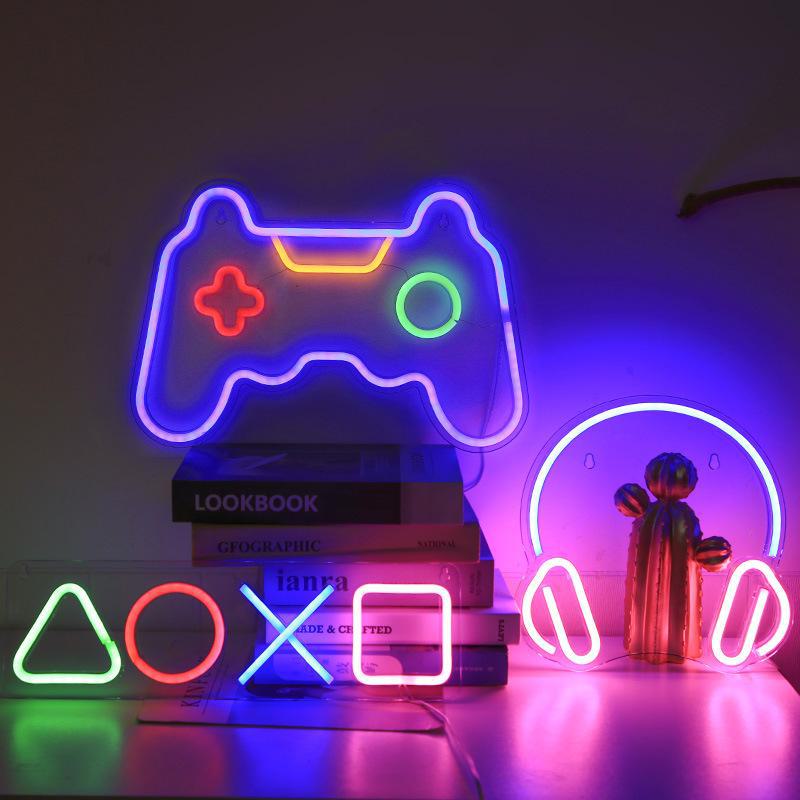 Luz Neon LED Símbolo Logotipo Painel Acrílico para Decoração de Sala de Jogos