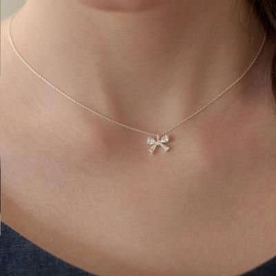 (925 Silver) Lovely Bright Ribbon Necklace NZ2172