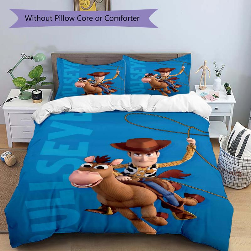 3pcs Woody & Bullseye Bedding Set Includes 1 Quilt Cover and 2 Pillowcases, Comfortable D093