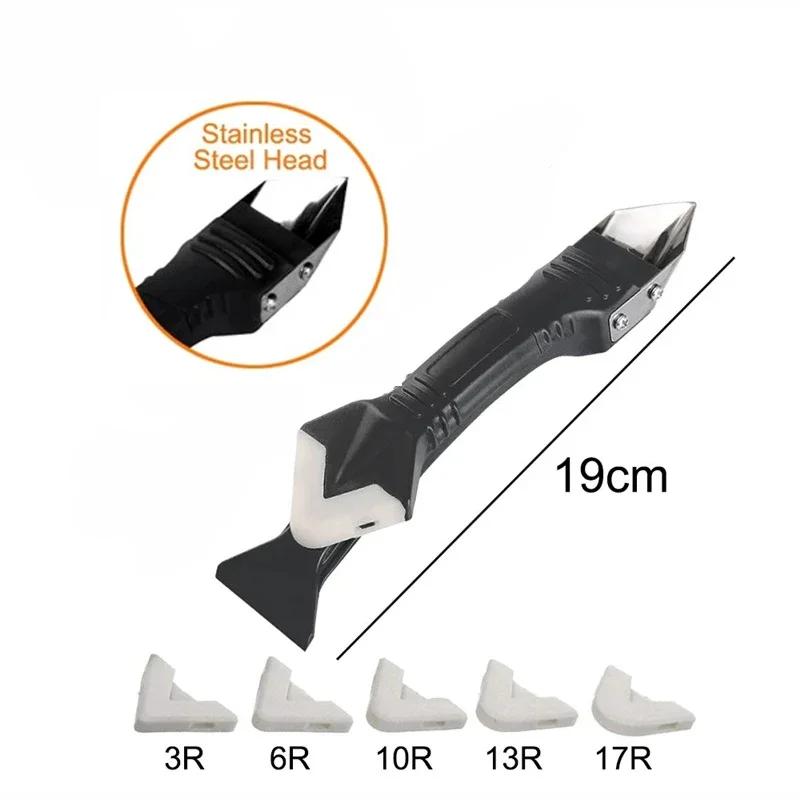 Spatulă de cusut pentru frumusețe unghiulară Instrument de cusut pentru frumusețe 5 în 1 Racletă din silicon Lipici pentru îndepărtarea calafătului Cuțit Lipici Instrument pentru îndepărtarea mucegaiului de podea