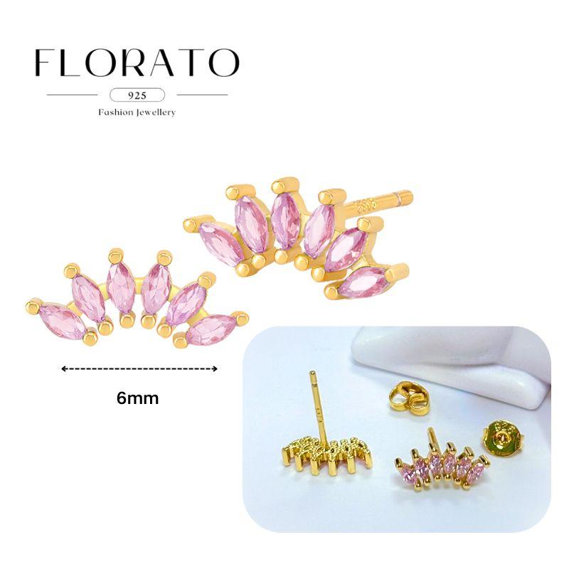 Luxurious Geometry 925 Silver Ear Needle Pink Series Zircon Pendant Hoop Earrings Sweet Fashion Wedding Jewelry Gifts
