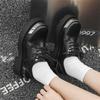 Niche design sense square head small leather shoes women's British style derby shoes thick heel lace-up retro single shoes women 5776-J