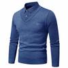Men's Trendy Striped Two-Piece Look Pullover Sweater - Warm, Velvet-Lined Knitwear for Autumn/Winter