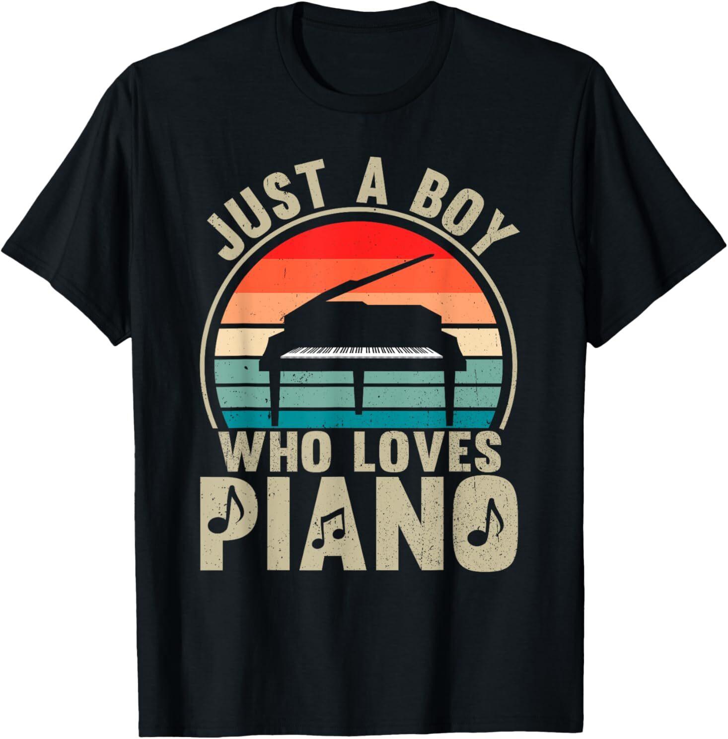 Just a Boy Who Loves Piano Recto Pianist T-Shirt Unisex T-Shirt M