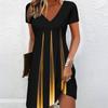 Zomer Mode Dames V-hals Korte Mouw Kleurrijk Patroon Bedrukt Jurk Sexy Korte Rok Jurken