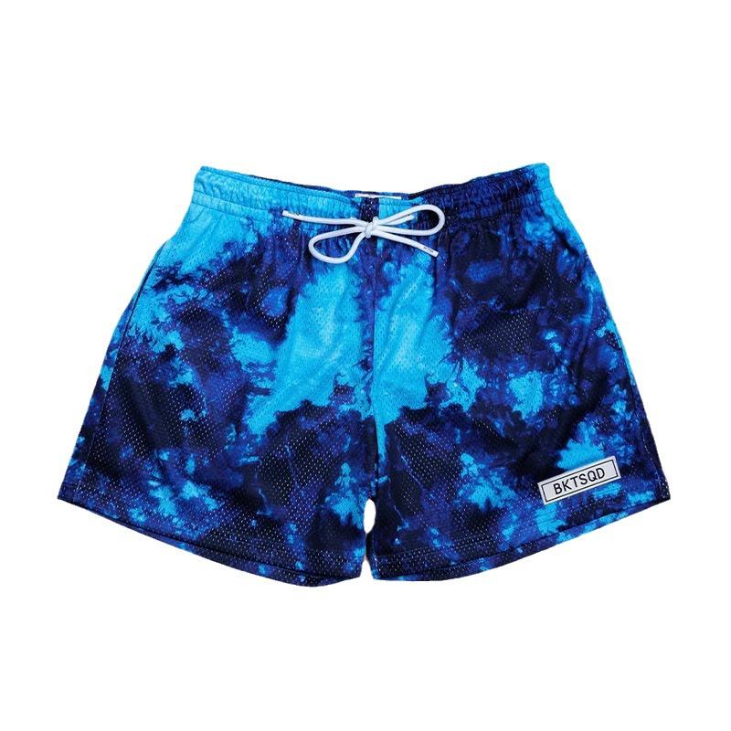 BKTSQD Men's Quick-Dry Splatter-Ink Mesh Basketball Shorts