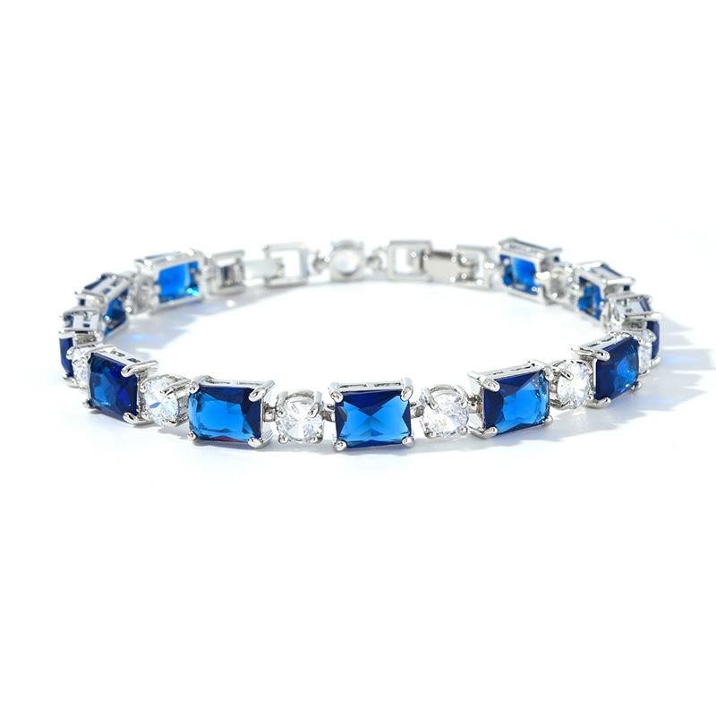 Einfaches und modisches farbiges quadratisches Zirkonarmband für Damen Nische und High-End white