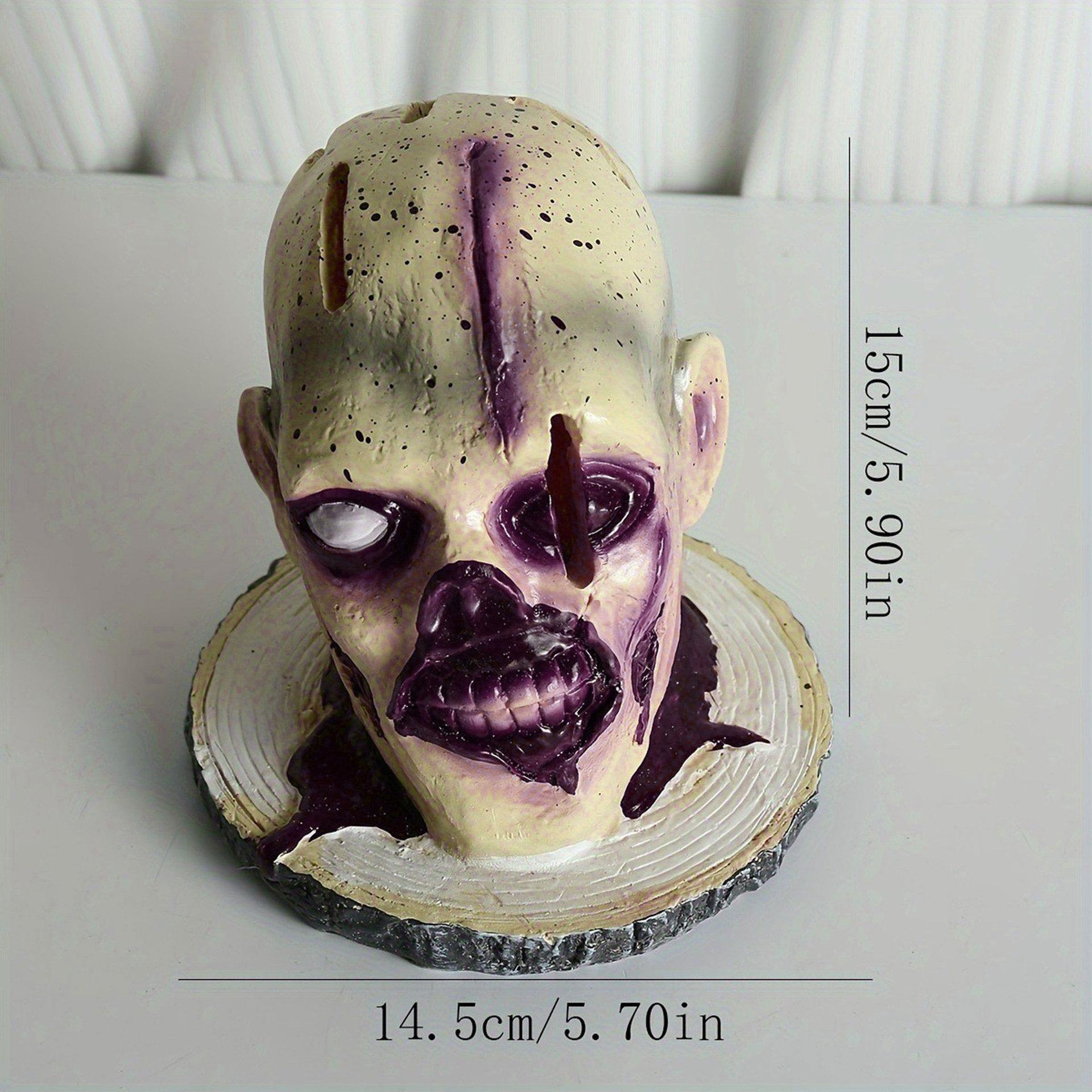 

Halloween Skull Zombie Head Knife Holder Ornament Resin Kitchen Ornament Simulation Horror Atmosphere Party Handicraft Gift светло-зеленый