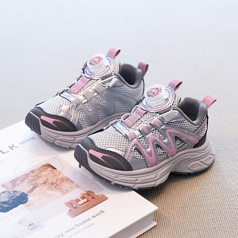 Boys' shoes 2025 spring and summer new girls' dad shoes older children's rotating button breathable autumn children's sports shoes