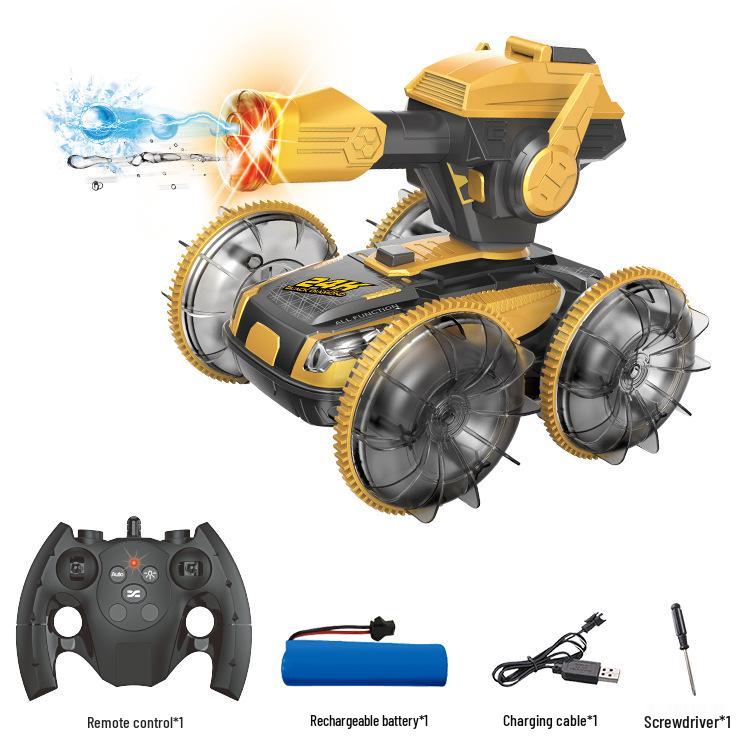 

2.4G Амфибия Радиоуправляемый Танк-Машина с Водяным Гелевым Пулеметом: Двойного назначения, Полноприводная, Многофункциональная боевая игрушка
