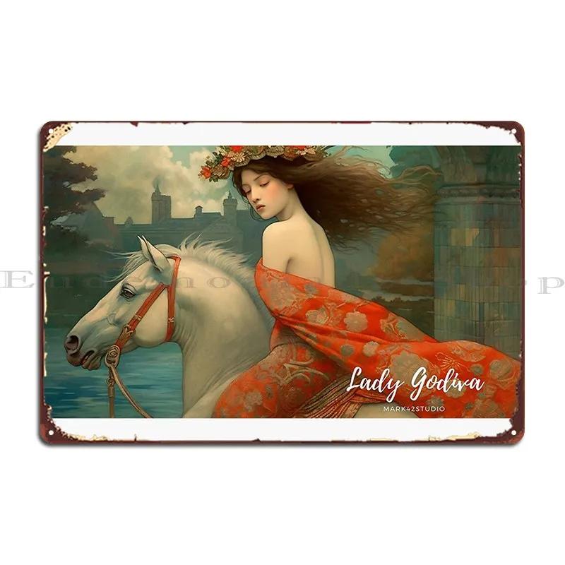 Lady Godiva Ukiyoe Style Markstudio Metal Plaque Poster Garage Printing Bar Cave Rusty Wall Cave Tin Sign Poster