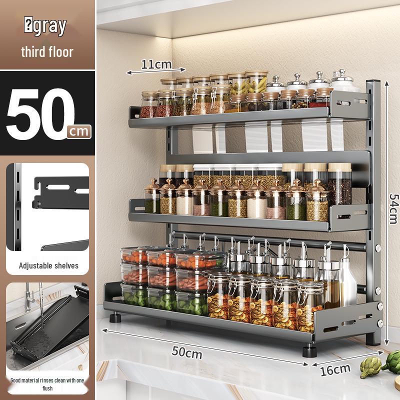 Multi-layer Kitchen Utensil Organizer: Knife Holder & Condiment Rack