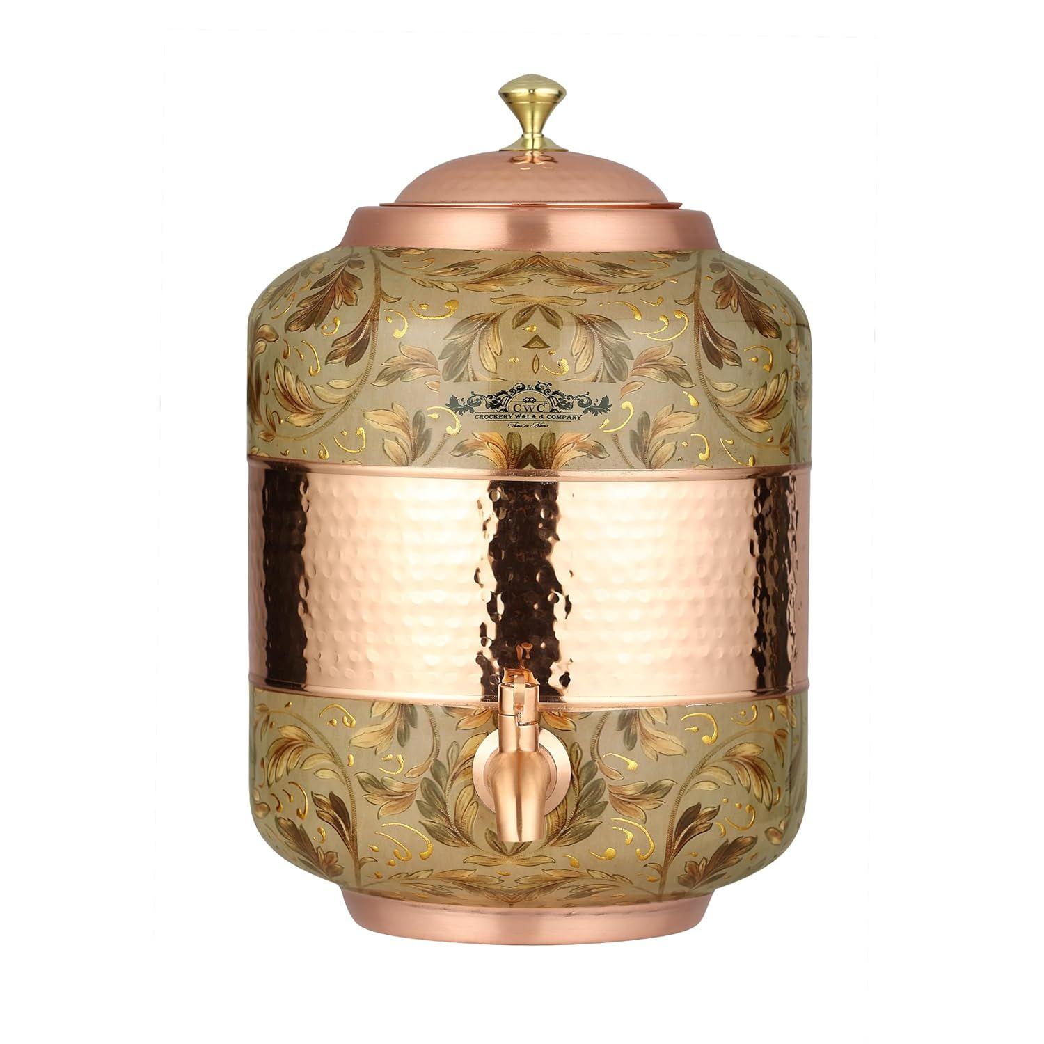 

Медный диспенсер для воды, декоративный дамасский узор, герметичный кран, большой вес (Золотой, 18 литров)