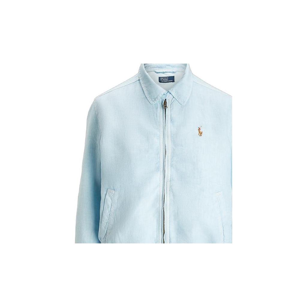 Polo Ralph Lauren SS24 Logo Embroidered Wide Collar Zip Loose Long Sleeve Jacket Women jackets Ice-White WMPOOTWN5A20050-400