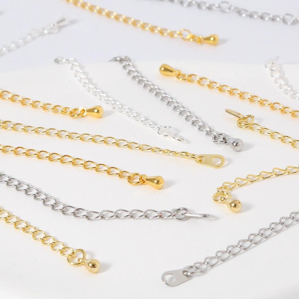 18K Vergoldete Kupfer Verlängerungskette Armband Halskette mit Tropfenende und Anhänger - 5cm DIY Schmuckzubehör