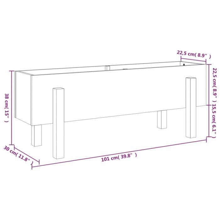 VidaXL Lit surélevé de jardin blanc 101x30x38 cm bois de pin massif 825185