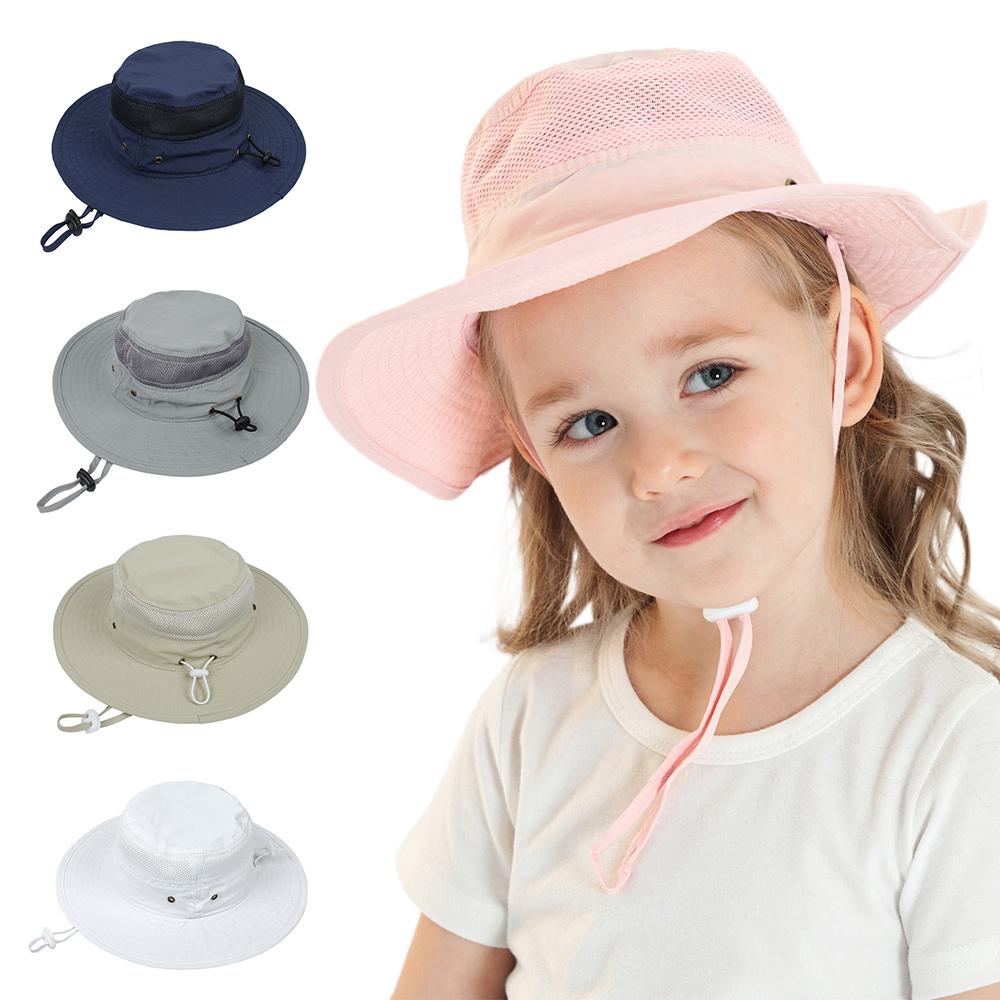 UV Protection Children's Mesh Bucket Hat Adjustable Beach Playing Hat  for Boys & Girls