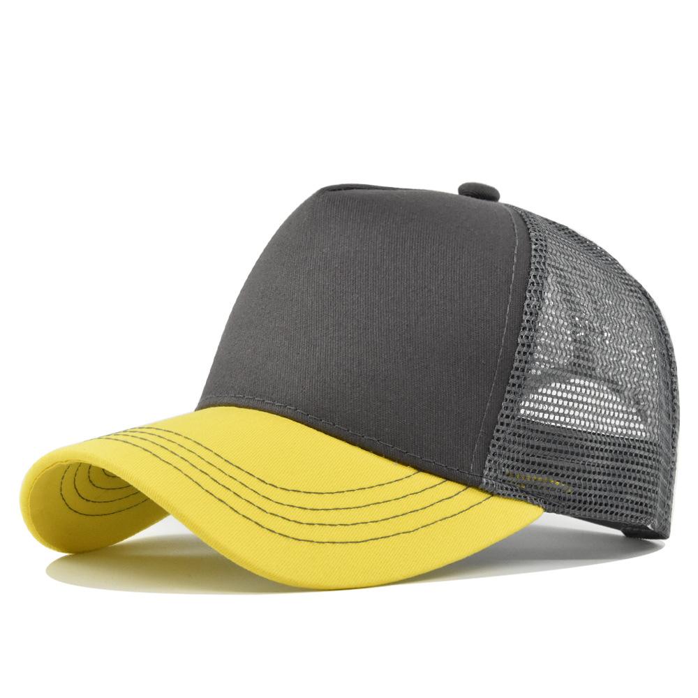 Customized Logo Printed Baseball Cap Hard Top 5 Panels Mesh Caps For Unisex Women Cap Breathable Sun Hat Pure Color Gorra Wholesale