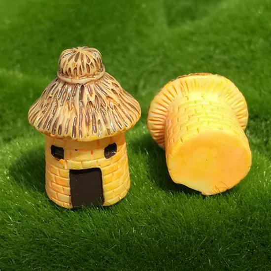 

Круглый соломенный домик своими руками из смолы миниатюра для микроландшафта жёлтый