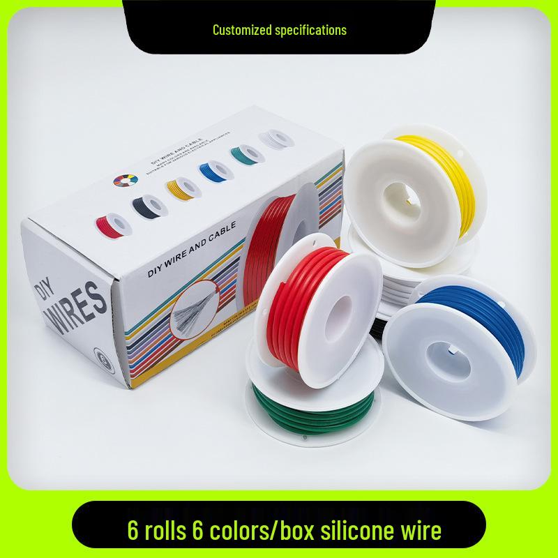 High-Temp Resistant Silicone Wire 30-16AWG for Robots and Drones, Extra Soft, 6-Roll Box