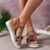 Fashion Open Toe Wedge Sandals Women Light Casual Shoes Summer Buckles Wedge High Heel Casual Sandals Fashion Ethnic Style Beach Shoes
