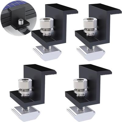 4gab Saules paneļa kronšteina stiprinājuma PV gala skava vidējā skavas stiprinājums 30mm/35mm melns