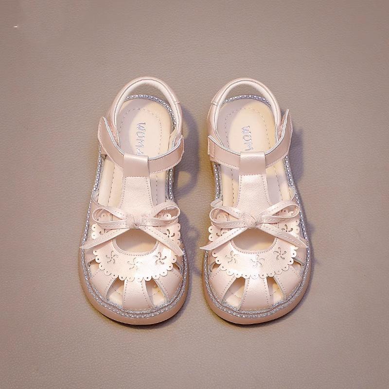 

Girls Closed-Toe Sandals Children s Soft Sole Princess Shoes New Summer Non-Slip Baby Girl Shoes Beach Shoes 35Inner Length22.0cm рожевий
