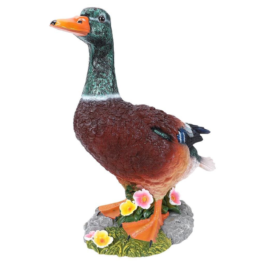 Mallard Duck Garden Ornament Hand Painted Resin Green Head Duck Figurine for Outdoor Lawn Yard Decoration