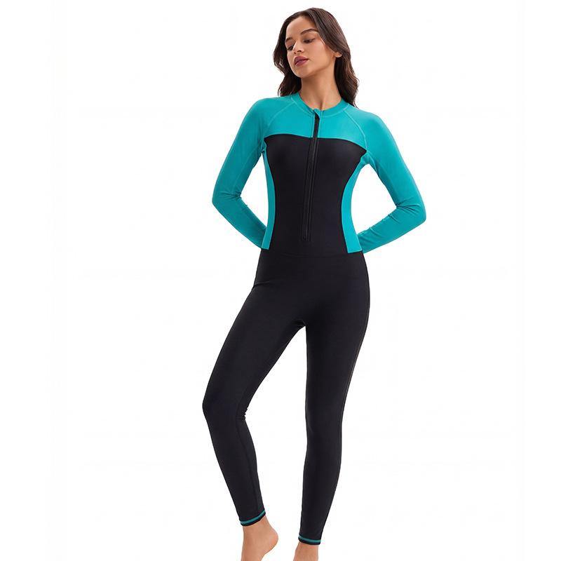 New Middle Eastern tight long-sleeve one-piece swimsuit for women, full coverage sun protection, conservative diving swimwear wholesale