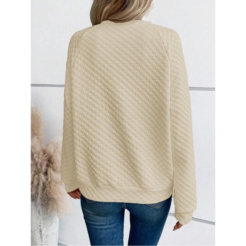 YYFS Women's Fashion Casual Spring Autumn Solid Color Print Long Sleeve O-Neck Blouses & Shirts