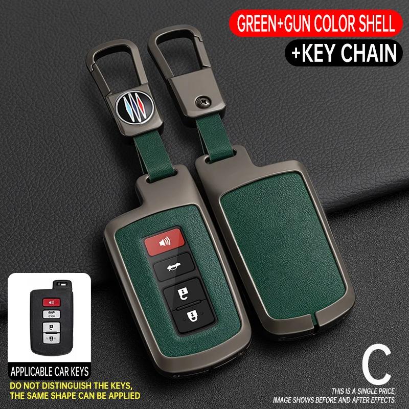 2 3 4 Buttons Zinc Alloy Leather Car Key Case Cover for Toyota RAV4 Highlander Avalon Sequoia Tundra Tacoma 4Runner Cruise Prius