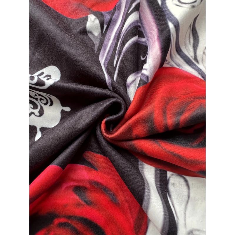 Sommar Rundhalsad 3D Rosmönstrad Topp Trendiga Casual Kortärmade T-shirts för Kvinnor