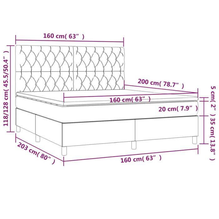 VidaXL Sommier à Lattes de Lit avec Matelas et LED, Lit Rembourré, Lit Double, Lit Adulte de Chambre à Coucher Intérieur, 3135691