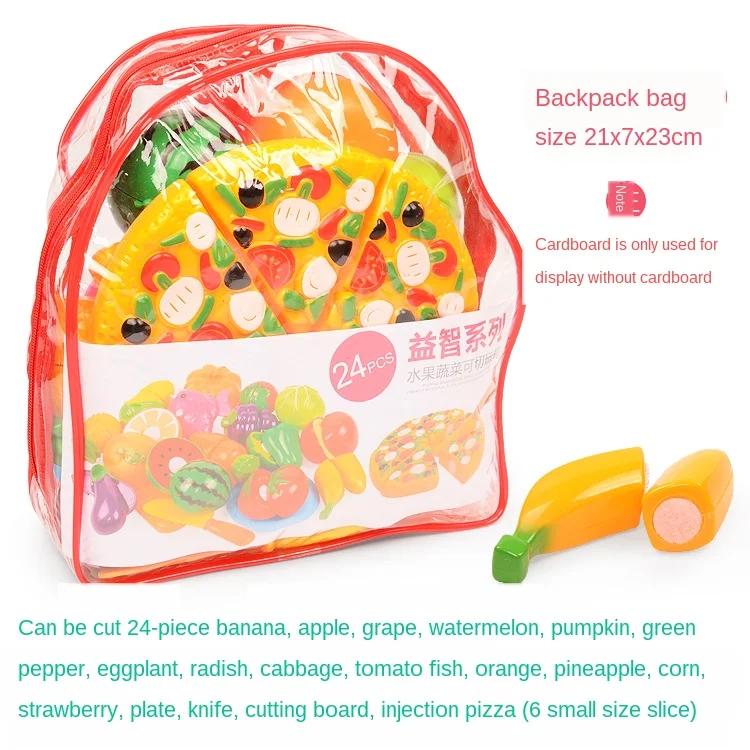 Kitchen Fun Cutting Fruit Basket And Vegetables Pizza Food Play House Set Puzzle Education Toys For Kids Boys Girls Xmas Gifts