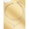 Triple Layer Gold Necklace Beaded Chain Hollow Disc Pendant Minimalist Stackable Necklace for Women