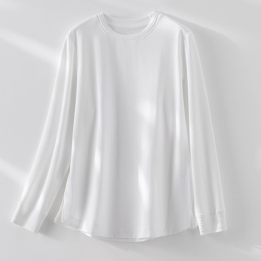 

Women s Antibacterial Cotton Long Sleeve Round Neck Slimming Loose Top Jacket M (suitable for 100-120 lbs) белый
