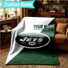1PC Custom Name Blanket Jets Football Flannel Blankets Patterns Throw Blanket All-Season Soft Gift for Couch, Bed, Camping, Birthday Gifts
