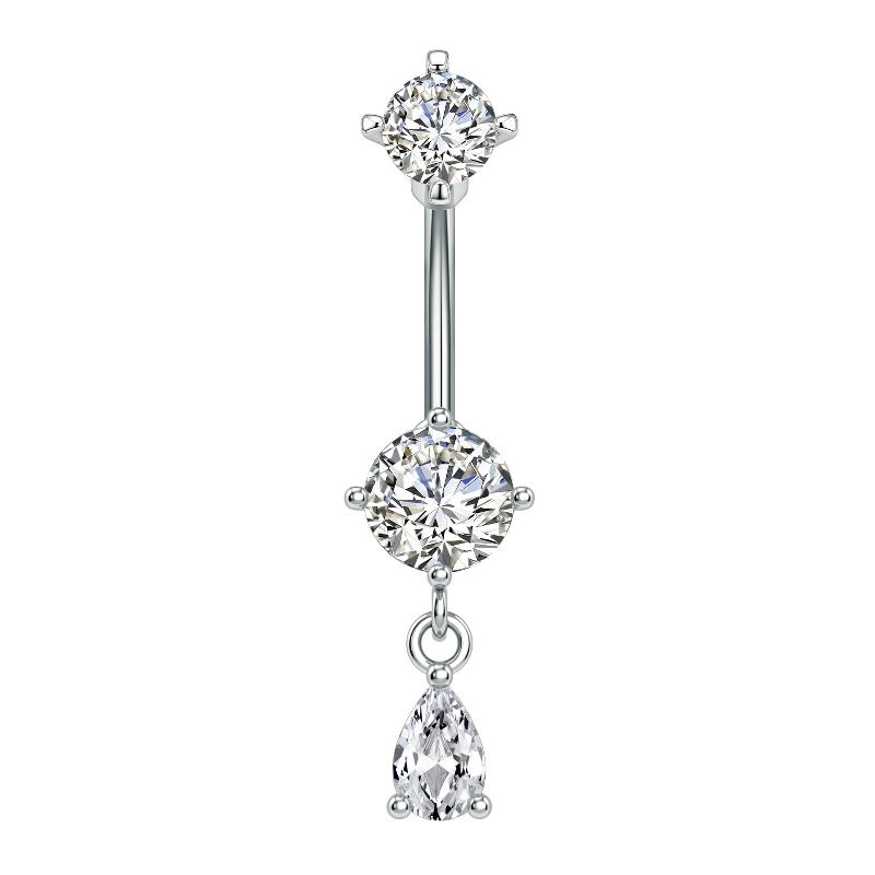 1Pcs  Stainless Steel Zircon Belly Button Ring Butterfly Flower Belly Button Stud Micro-Set Round Belly Button Piercing