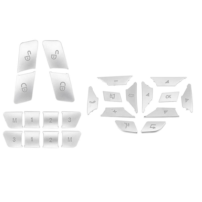 Steering Wheel Button Switch Cover&Door Seat Memory Lock Buttons Cover For Benz A B C E Ml Gl Cla Gla Glk Sl Slk Class