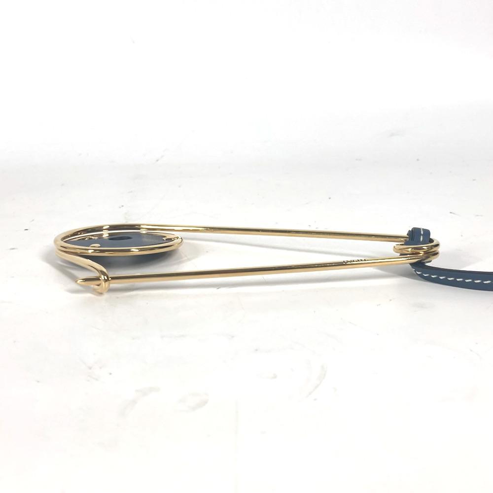 LOEWE Accessories Brooch Metal / Leather Gold/blue Unused