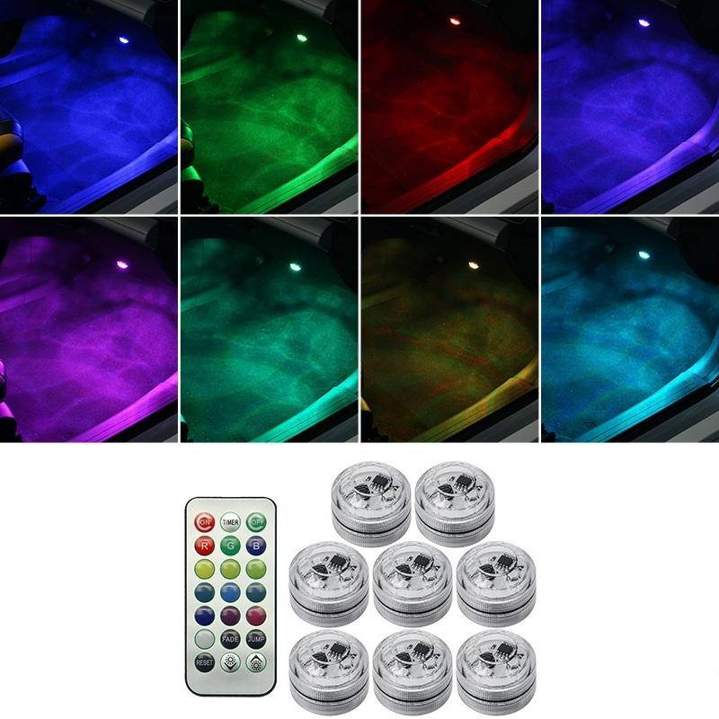 Automotive Roof Light Car Interior Ambient Light Remote Control Adhesive Wireless LED Lights Atmosphere Decoration Lamp