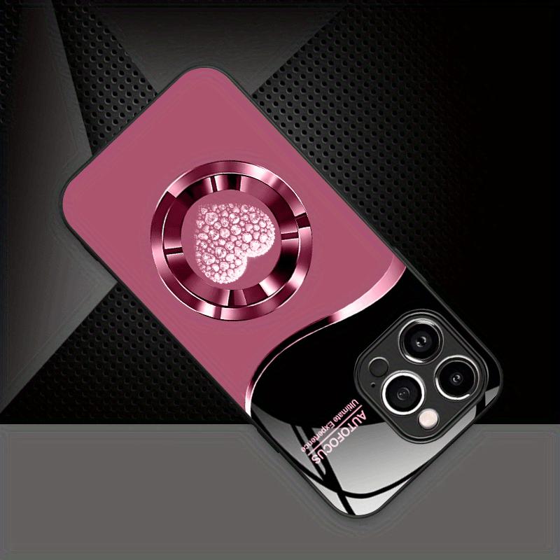 Electroplated Pink Heart phone case for iphone 17 pro max cover Built-in glass for iPhone 17 16 15 14 13 12 pm Pro Plus