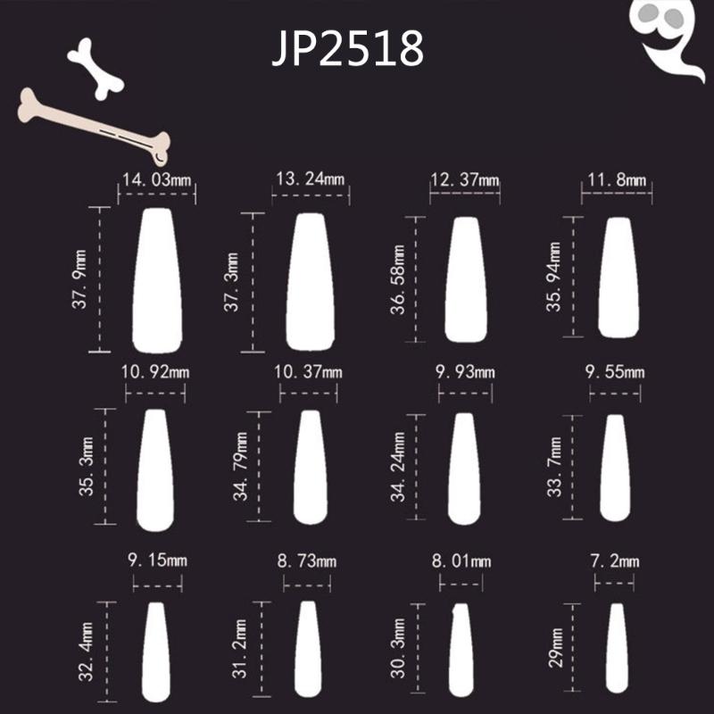 1 Sheet Coffin Press on Nails French Fake Nails Tips Full Cover Acrylic Nails Glossy Horrible Halloween False Nails