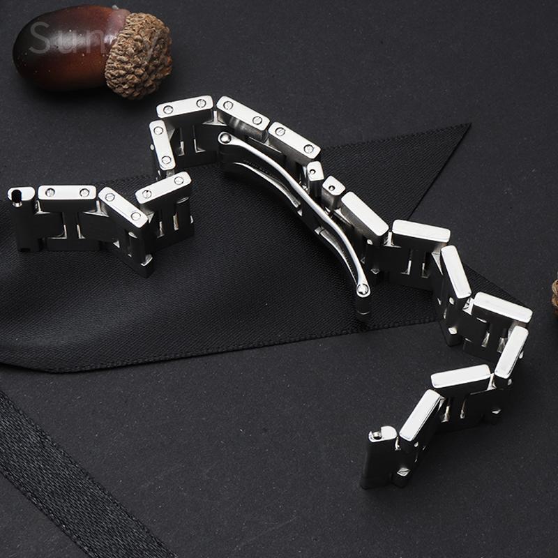 Correa de Reloj de Acero Inoxidable para Cartier Tank Tank Lun Pier Key Barril de Vino Resistente al Sudor Hombre Mujer Correa de Reloj Accesorios 20 23mm