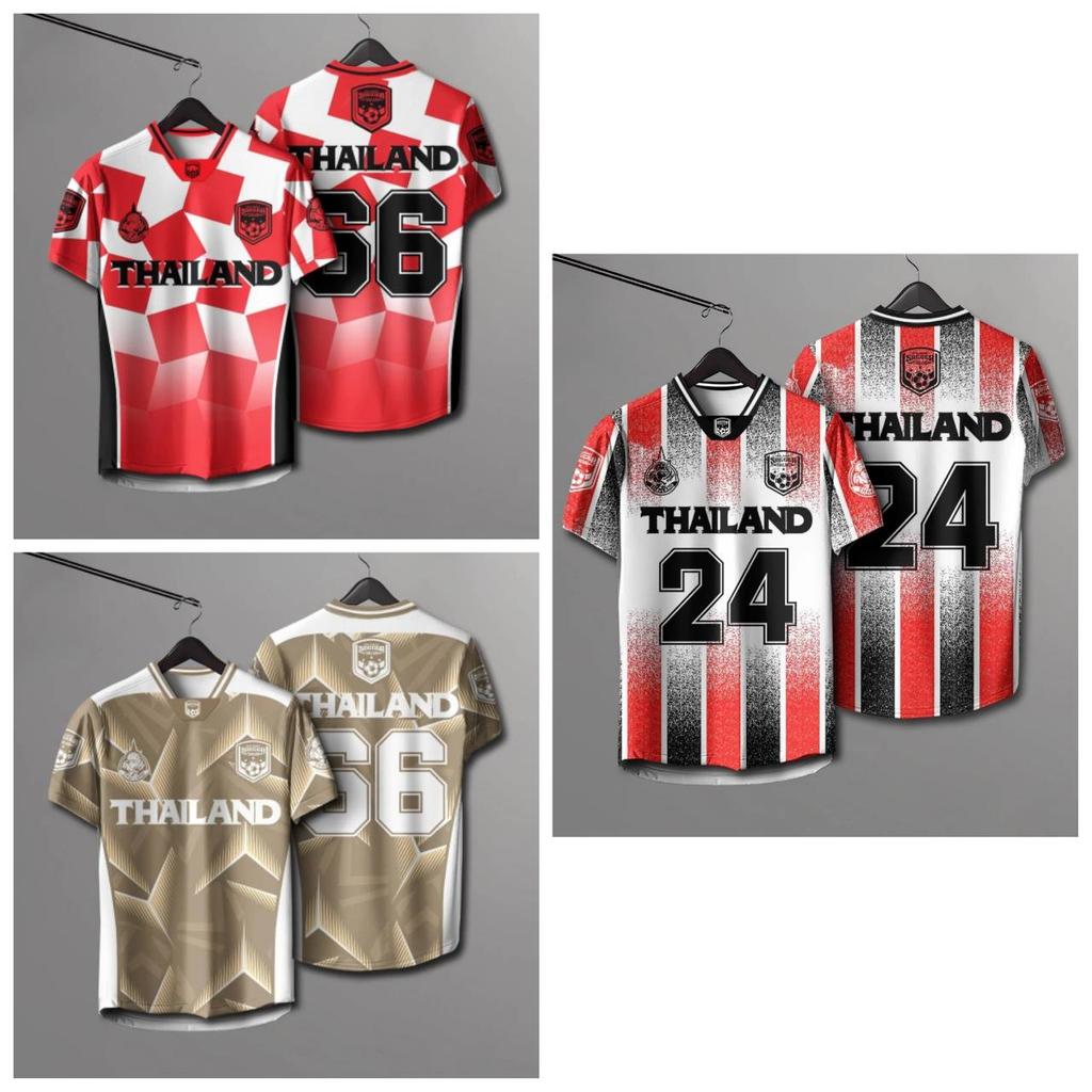THAILAND Football Soccer V Neck Vintage Shirt National Elephant Logo Badge Unisex Men Women  JERSEY Print Quick Dry Short Sleeve Uniform