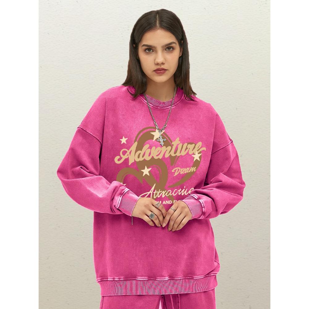 Adventure Dream Attractive Freedom Love Pattern Women Washed Sweatshirts Vintage Loose Pullover Autumn Cotton