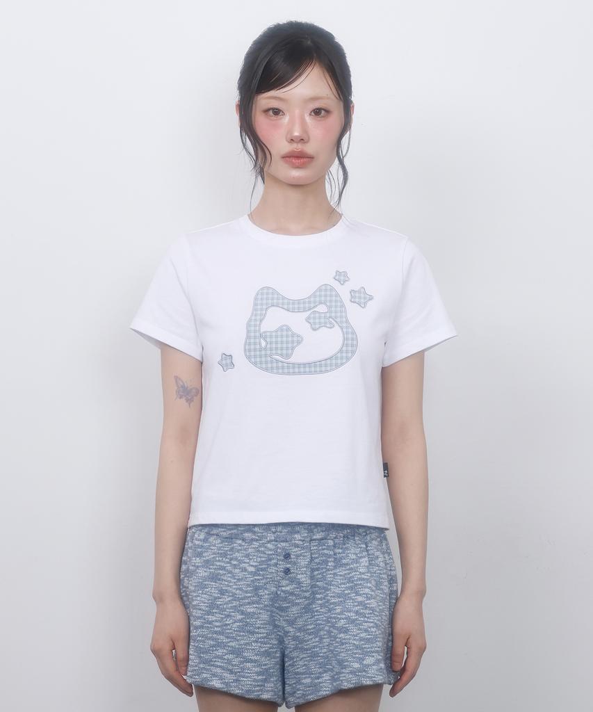 LMR Cat Symbol Applique Short Sleeve T-Shirt White