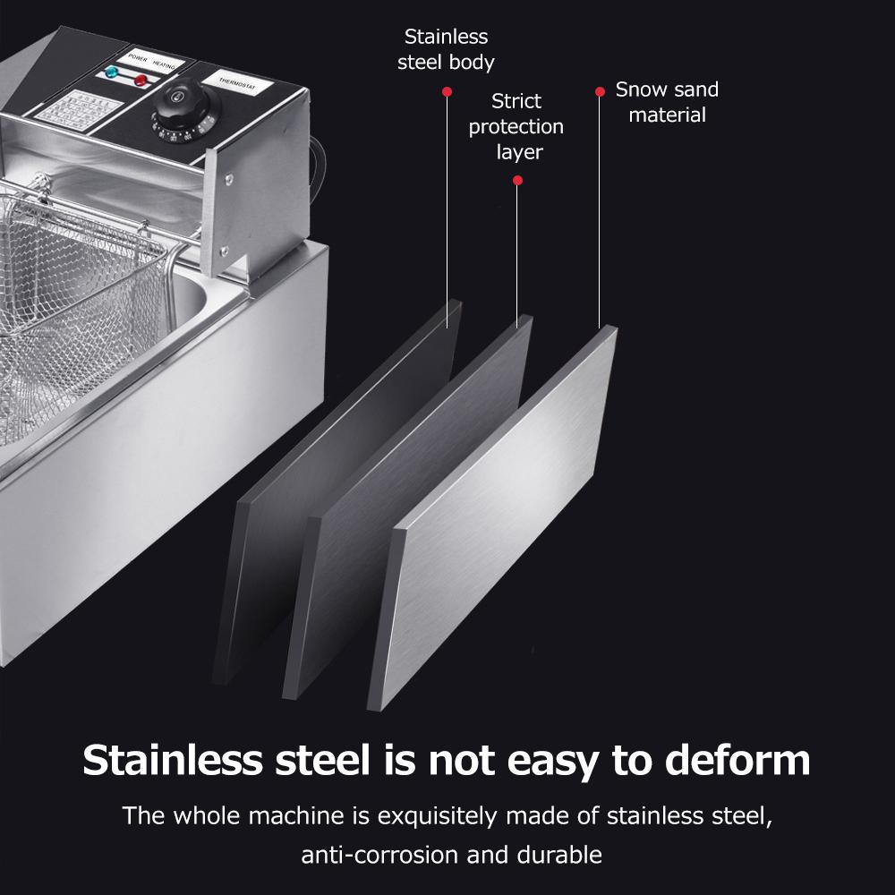Elektrisk frityrkoker Multifunksjonell Intelligent 6L L Kapasitet 2500W høyeffekts rustfritt stål